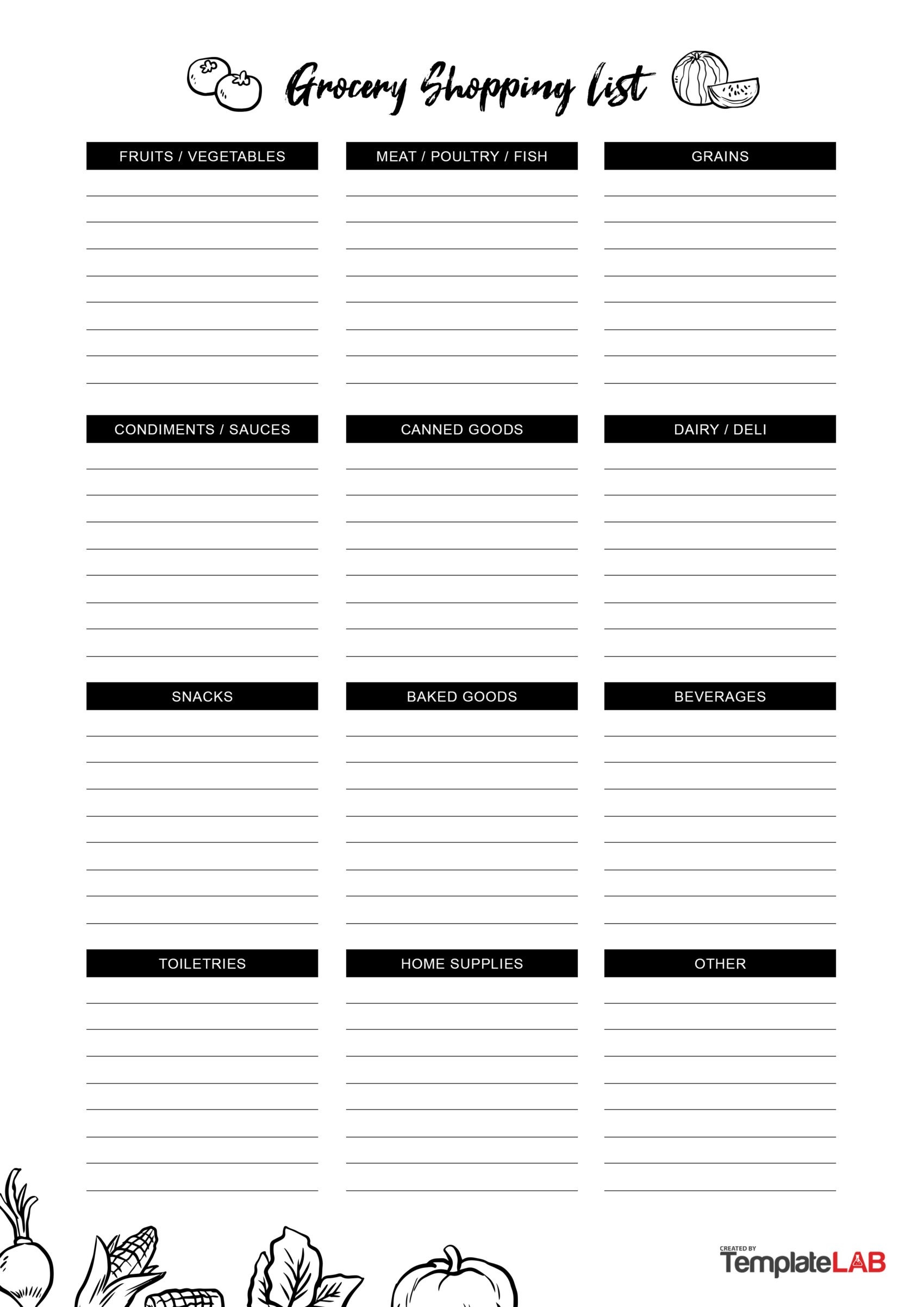 Free Printable Shopping List Template
