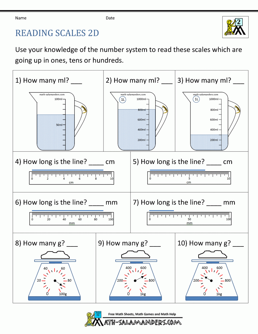 2nd Grade Measurement Worksheets