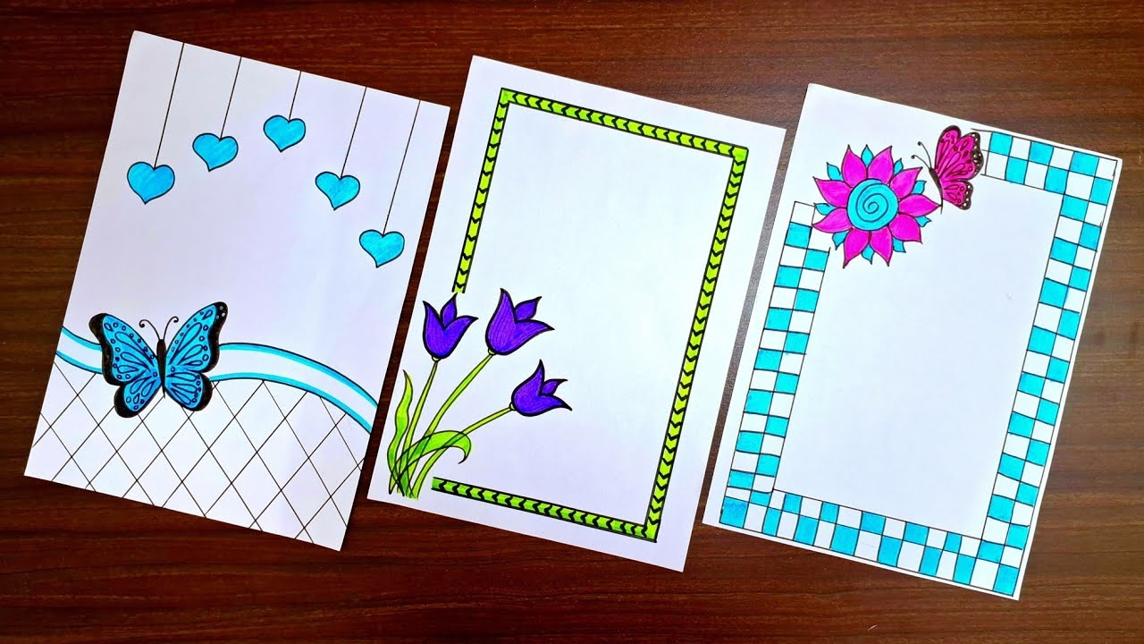 3 Simple Border Designs Project Work Designs Front Page Design For School Border Design A4 Sheet