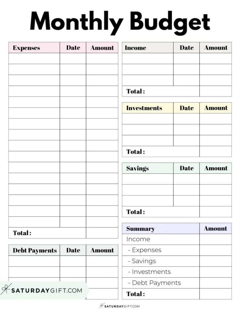 Printable Home Budget Worksheet Monthly