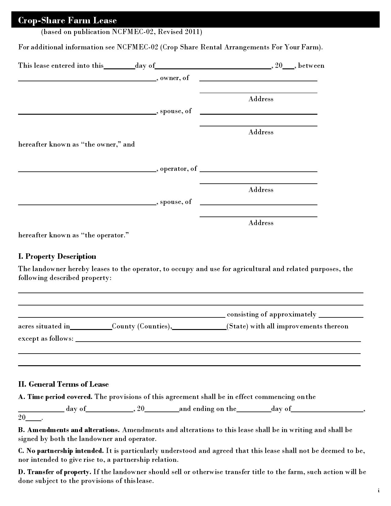 Farm Lease Forms Free Downloads