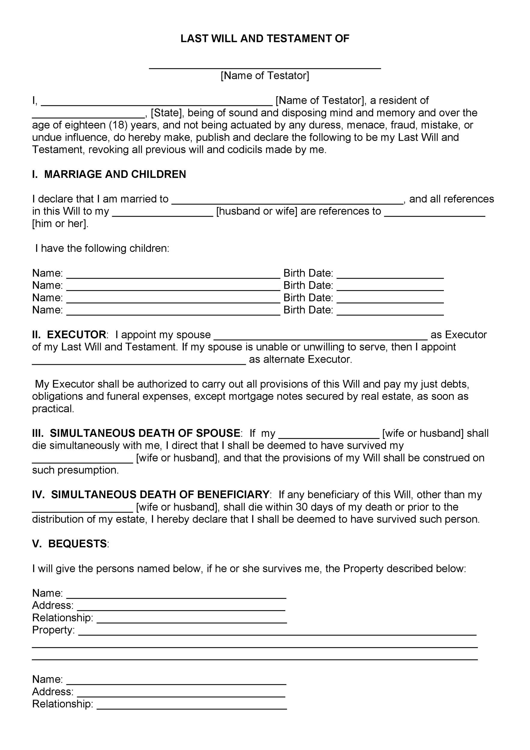 39 Last Will And Testament Forms amp Templates TemplateLab