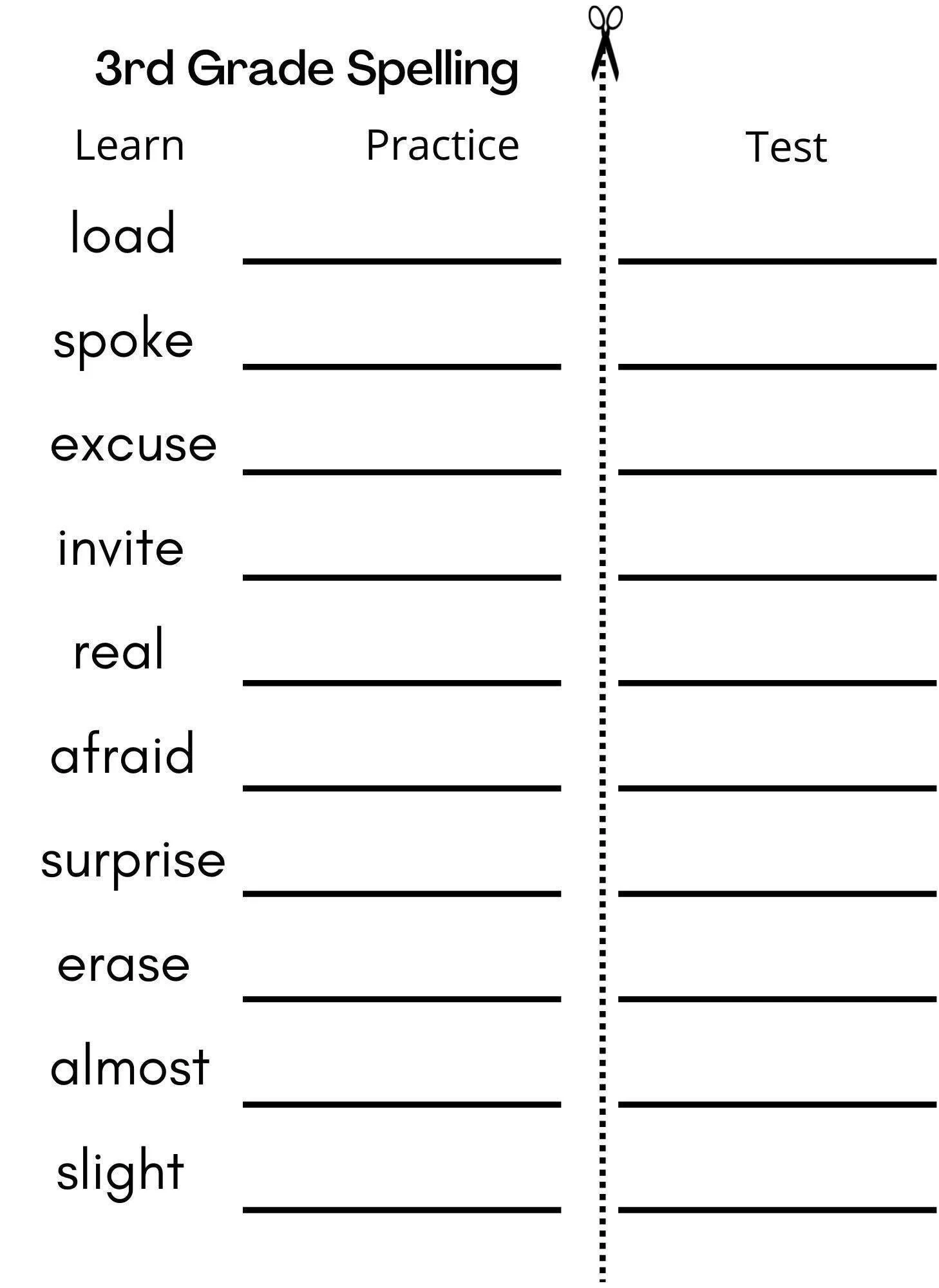3rd Grade Spelling Words Etsy