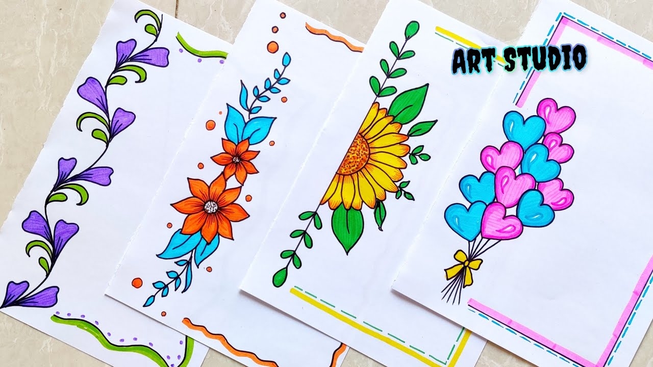 4 BEAUTIFUL BORDER DESIGNS PROJECT WORK DESIGNS A4 SHEET FILE FRONT PAGE DESIGNS FOR SCHOOL PROJECT 
