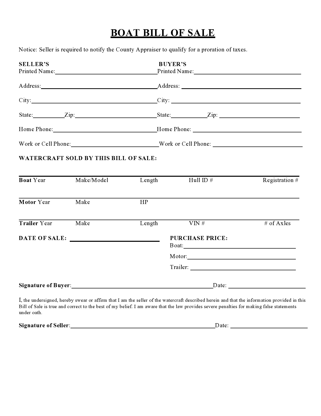 41 Great Boat Bill Of Sale Templates All States TemplateLab