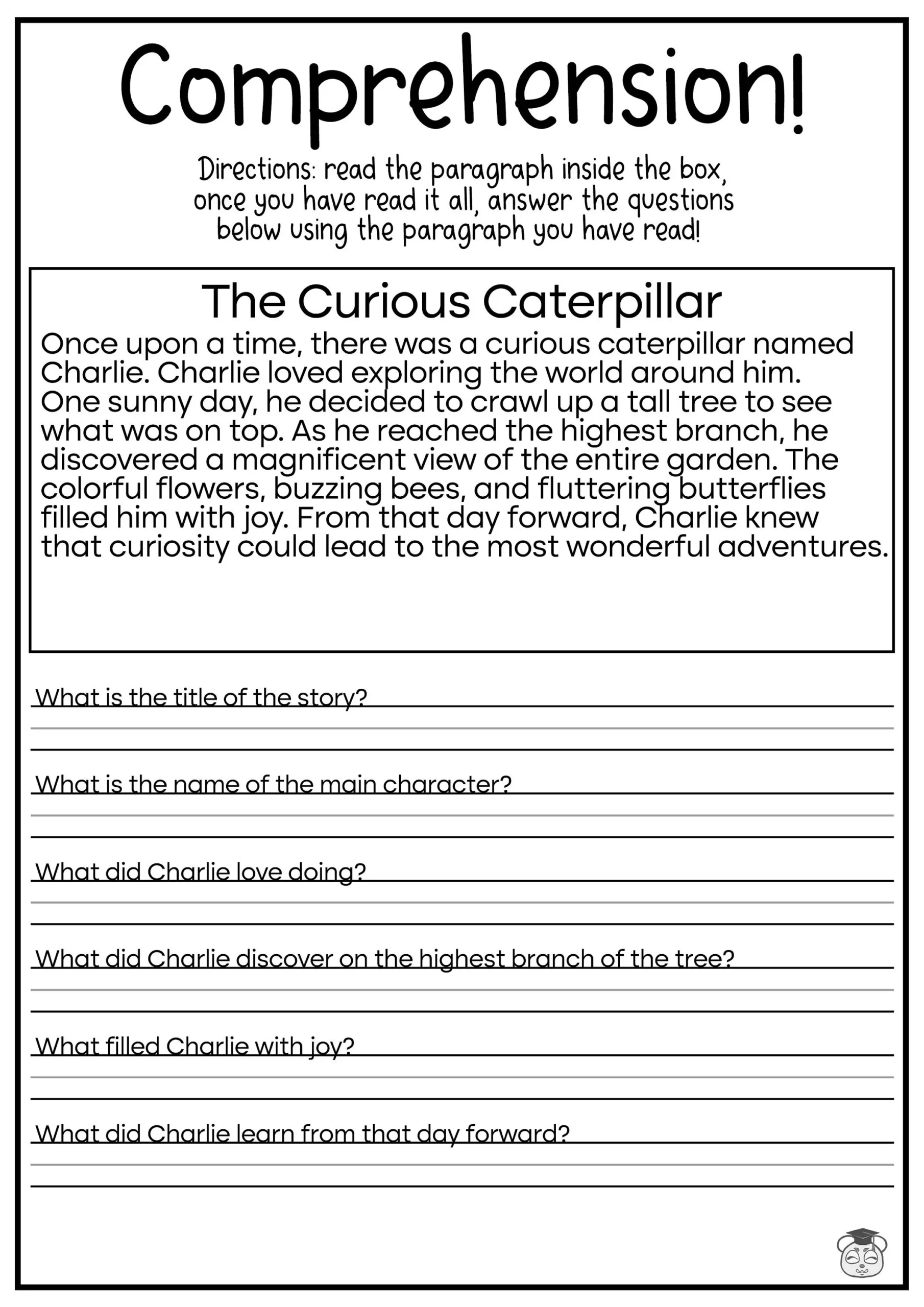 5 Printable Reading Comprehension English Worksheets ages 4 7 