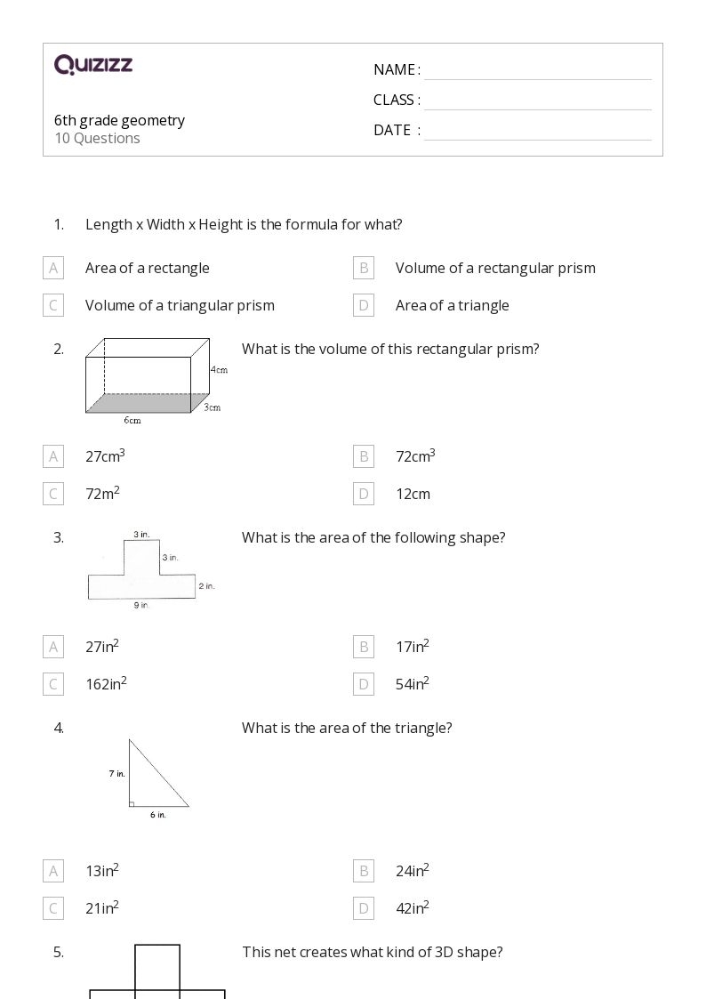 50 Geometry Worksheets For 6th Grade On Quizizz Free amp Printable