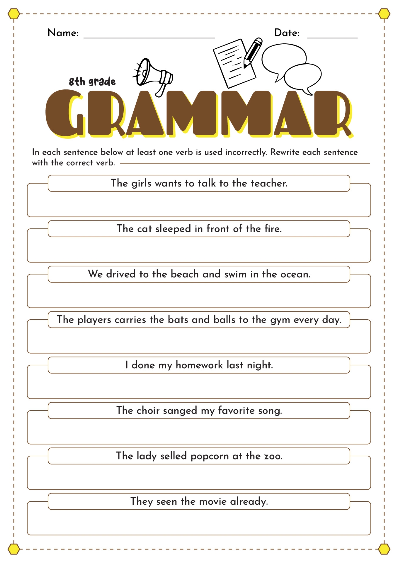 8th Grade Worksheets Free Printable