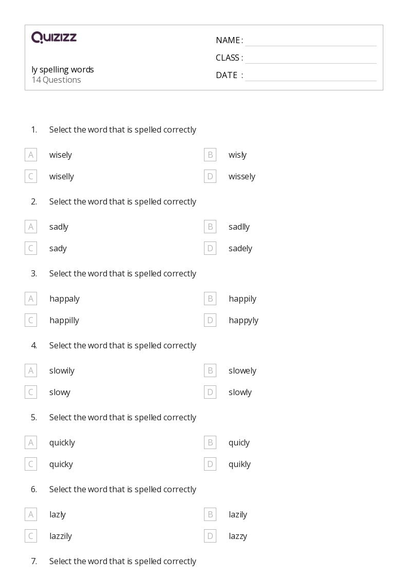 50 Spelling Worksheets For 3rd Grade On Quizizz Free 