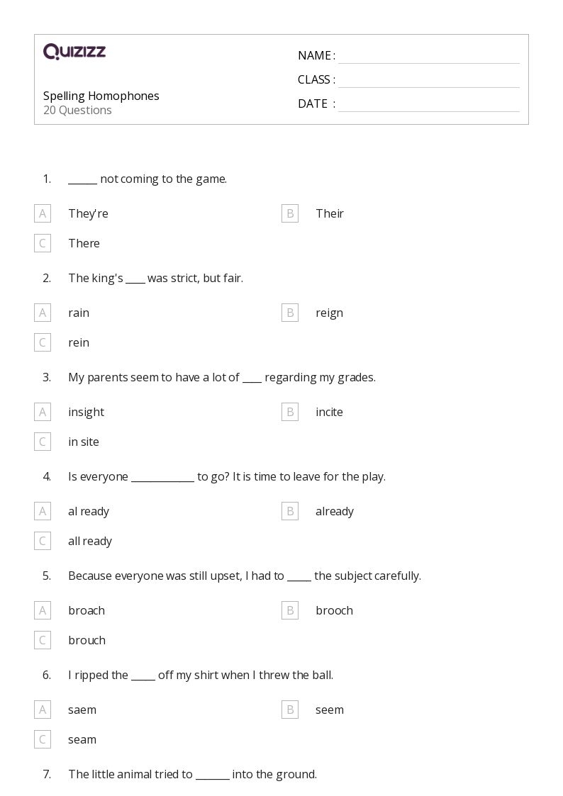50 Spelling Worksheets For 6th Grade On Quizizz Free amp Printable
