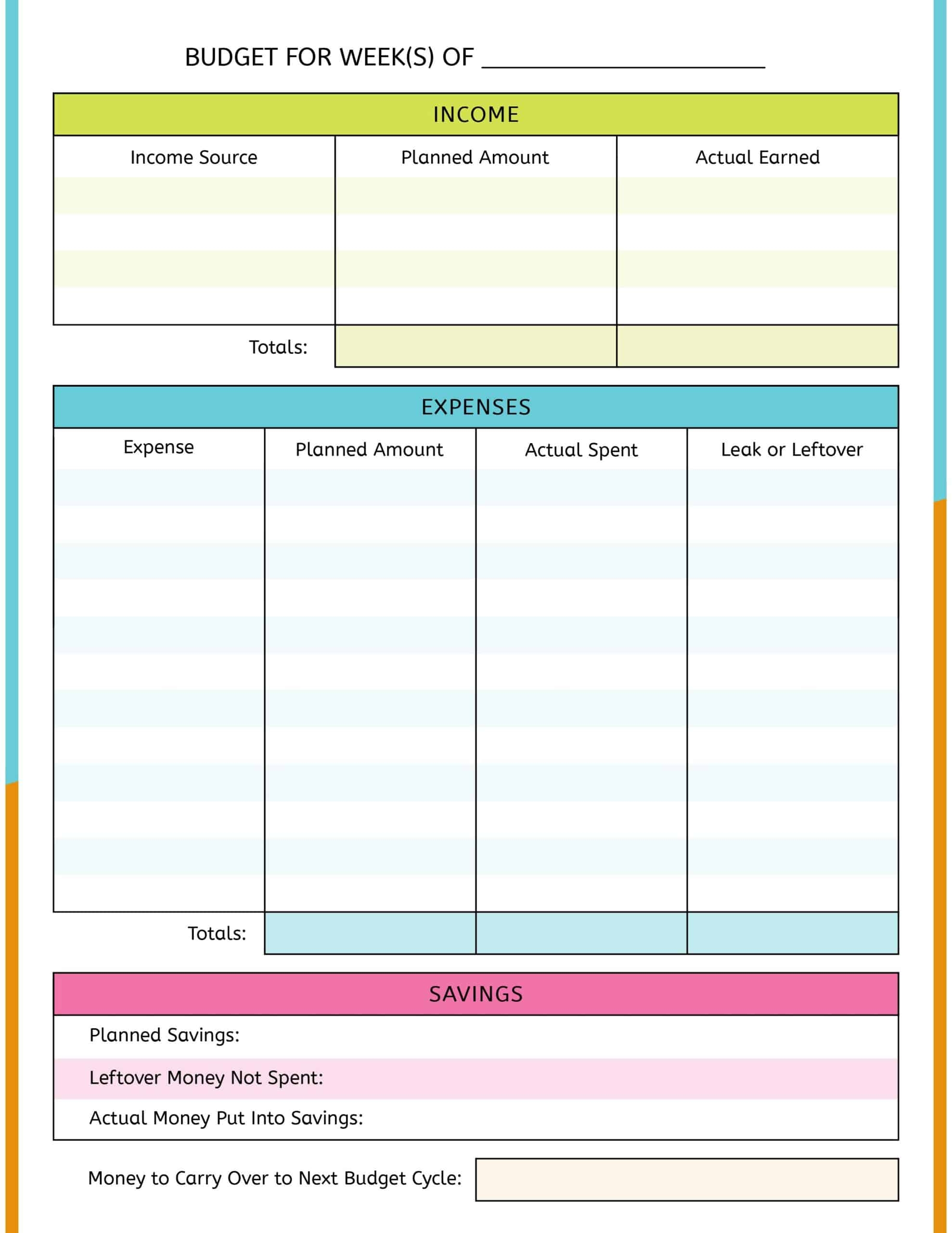 7 Free Teen Budget Worksheets amp Tools Start Your Teenager Budgeting 