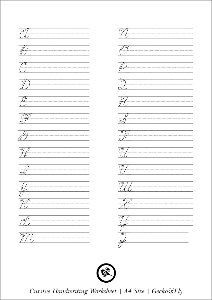Free Printable Cursive Penmanship Worksheets