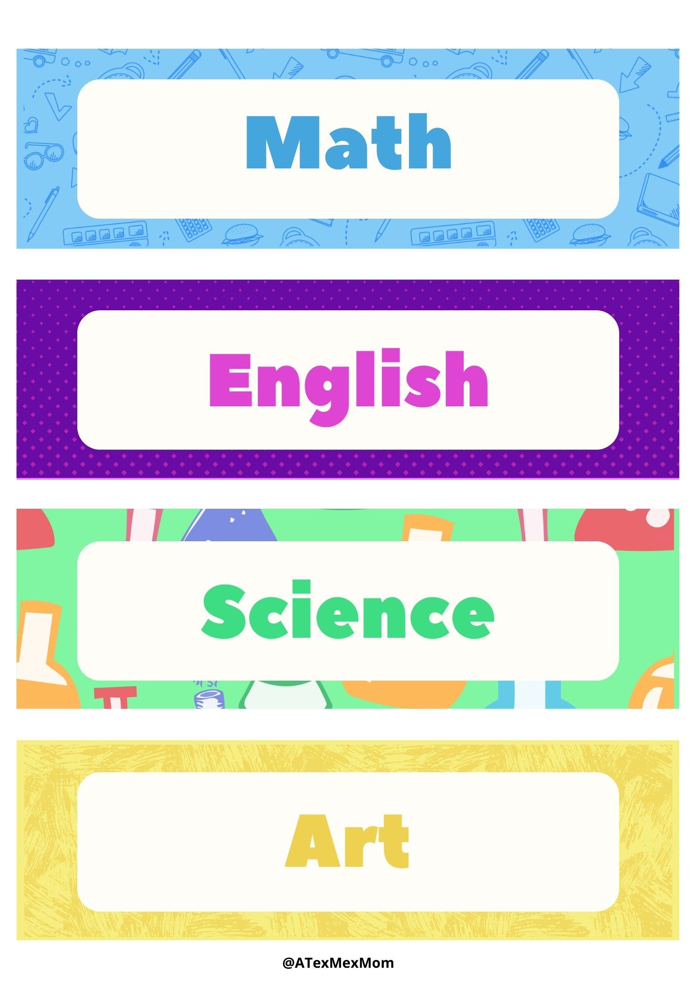 Printable Subject Name Design