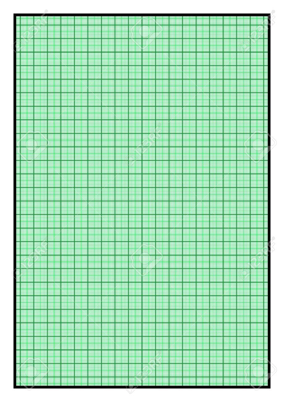 A4 Size Green Graph Paper With Black Solid Border Stock Photo 
