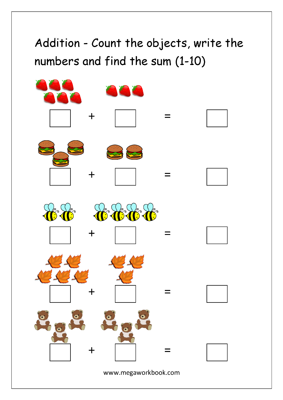 Mathematics Printable Worksheets For Kindergarten