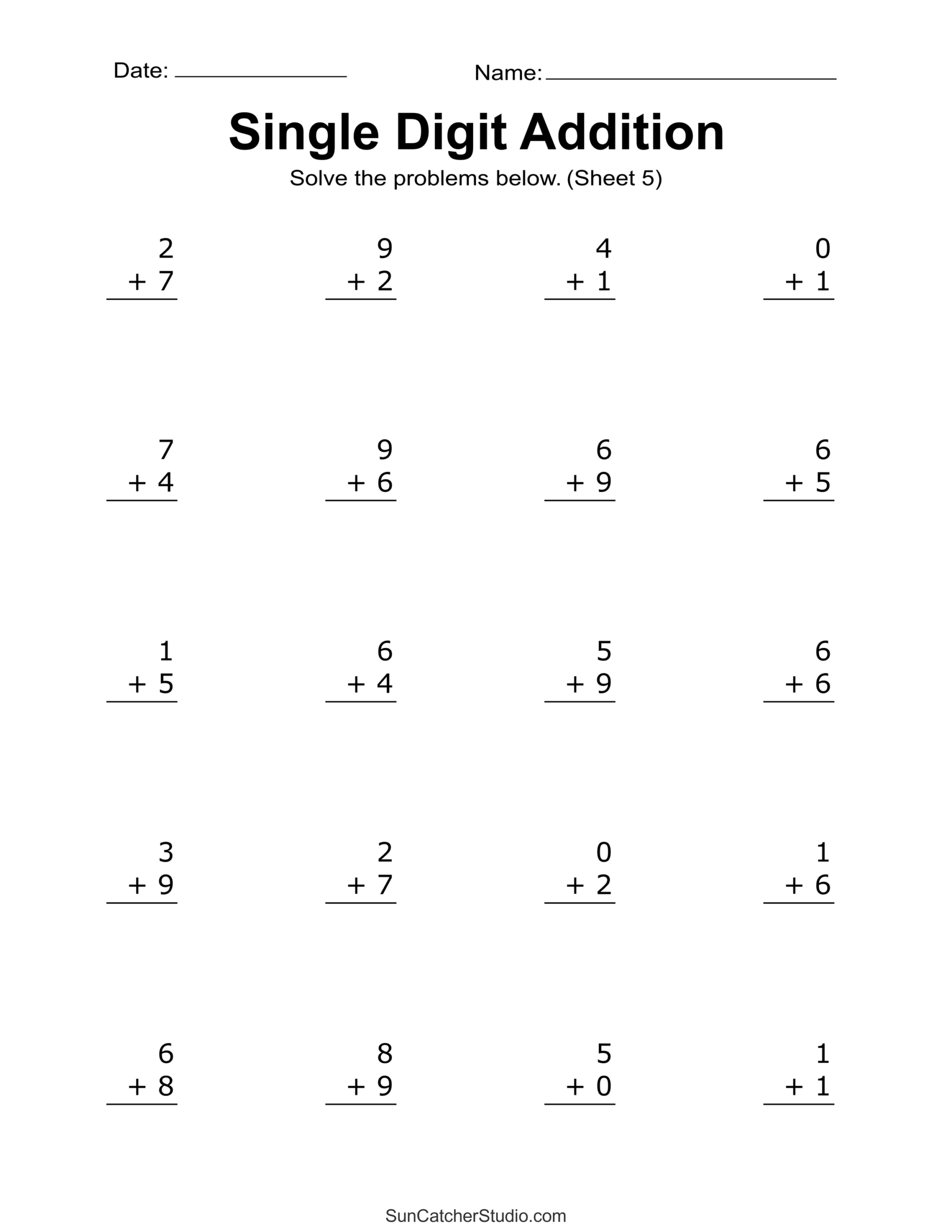 Math Worksheets For 1st Grade Printable Free
