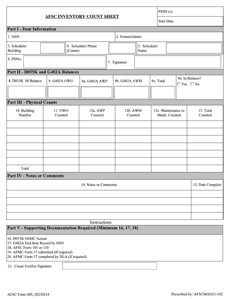 Printable Form 400
