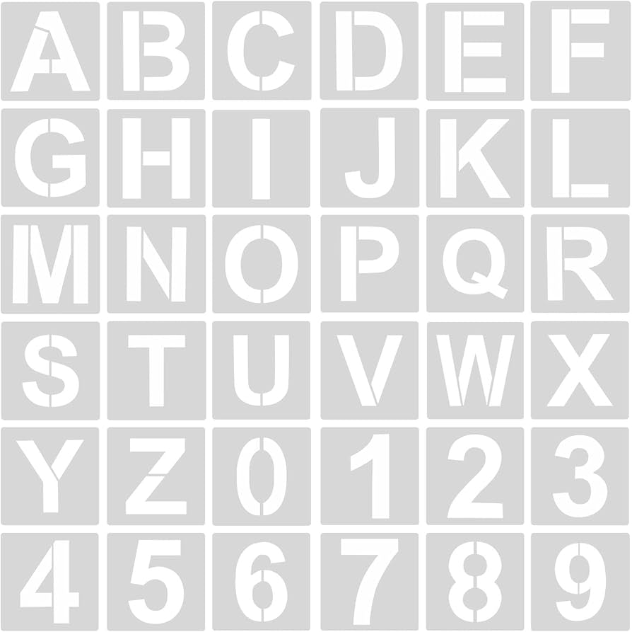 AIEX 36pcs Letter And Number Stencils 2 Inch Reusable Plastic 
