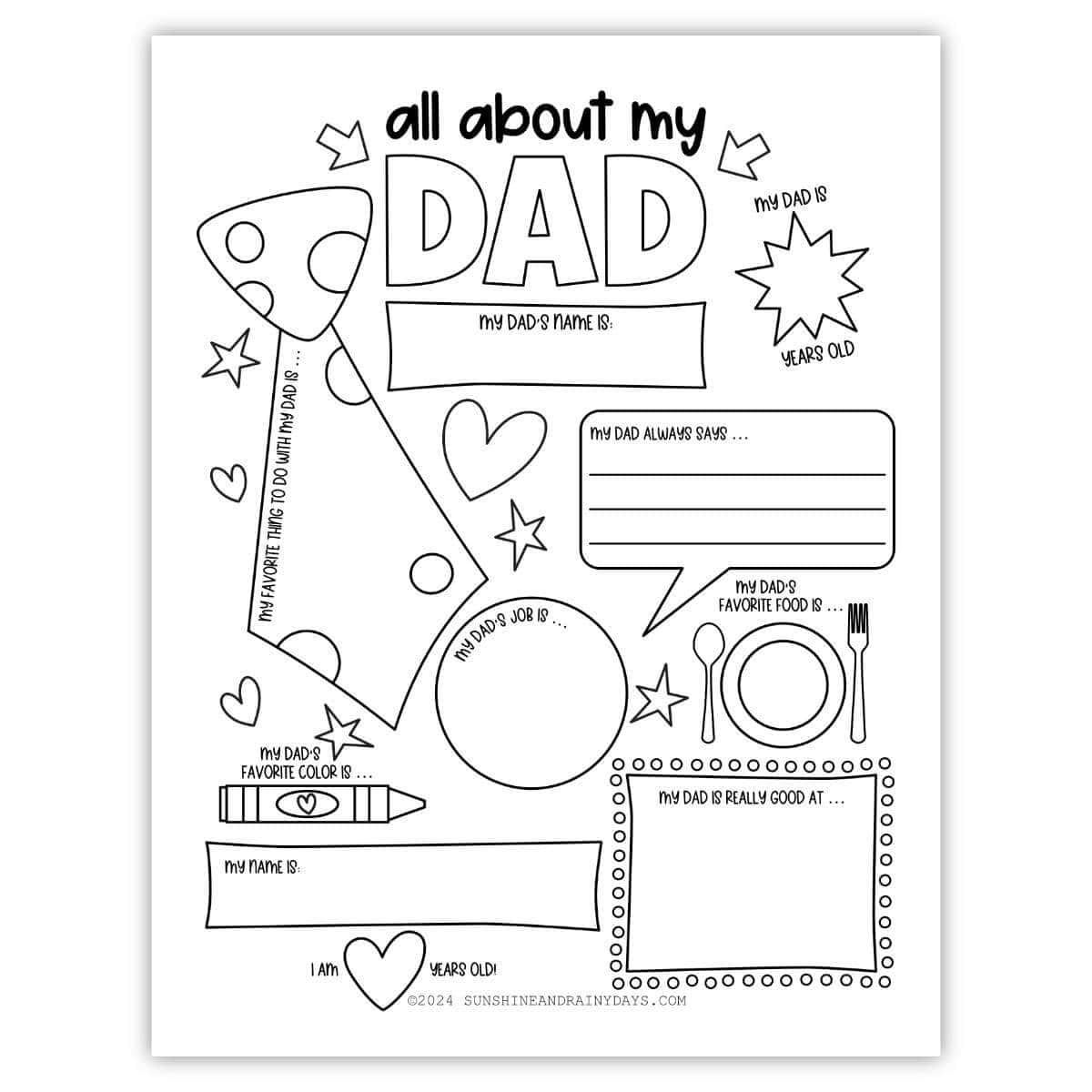 Free Printable All About My Dad