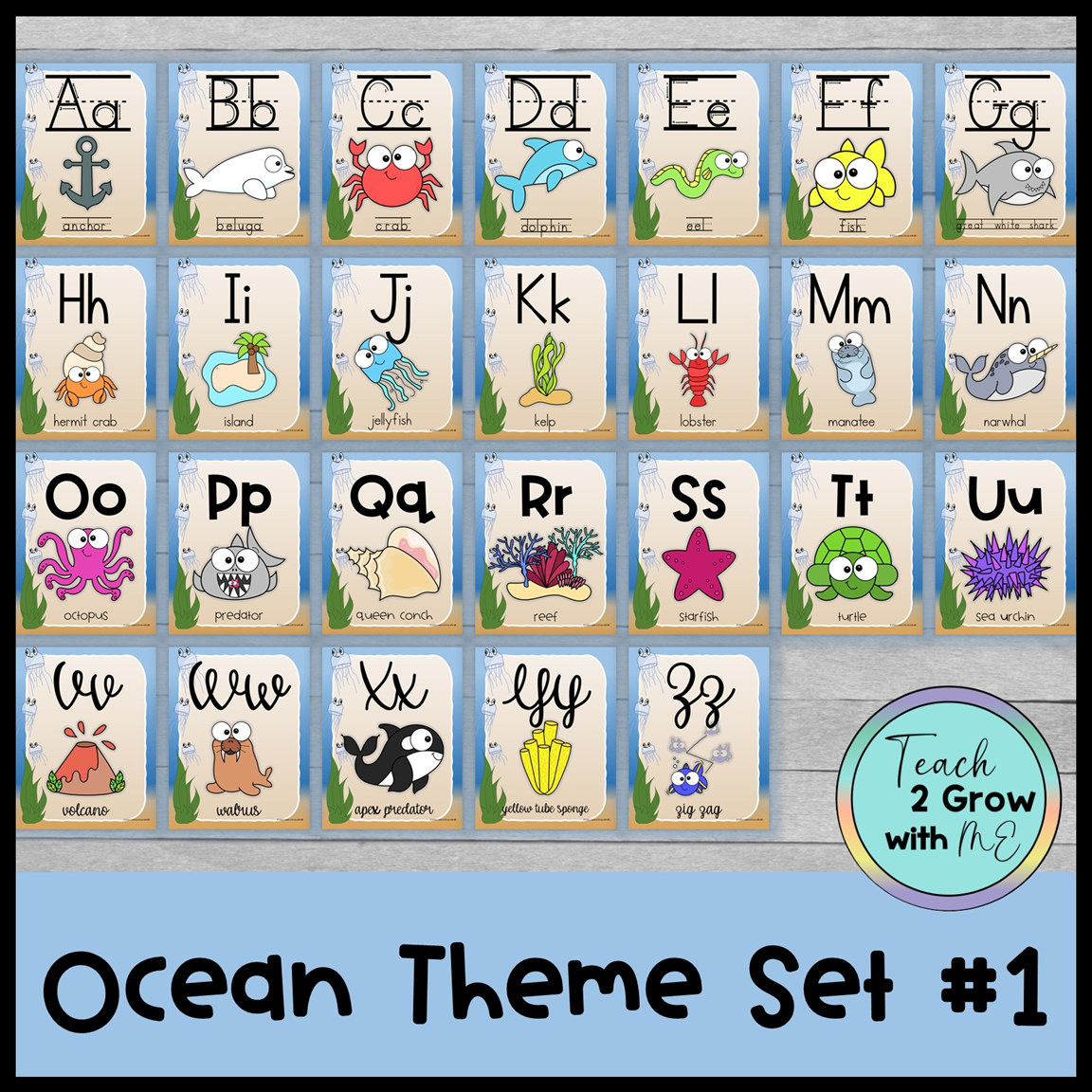 Alphabet Posters Under The Sea Ocean Classroom Decor Set 1 Classful