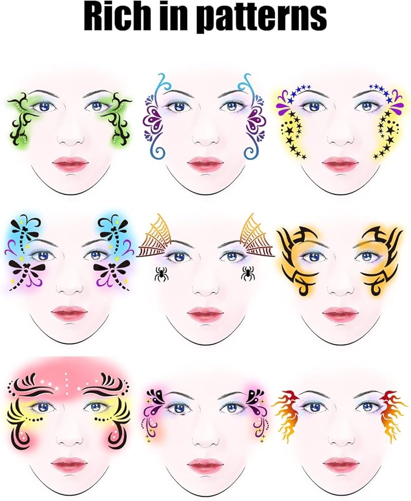 Amazon Face Painting Template 9 Sheet Face Paint Stencils 
