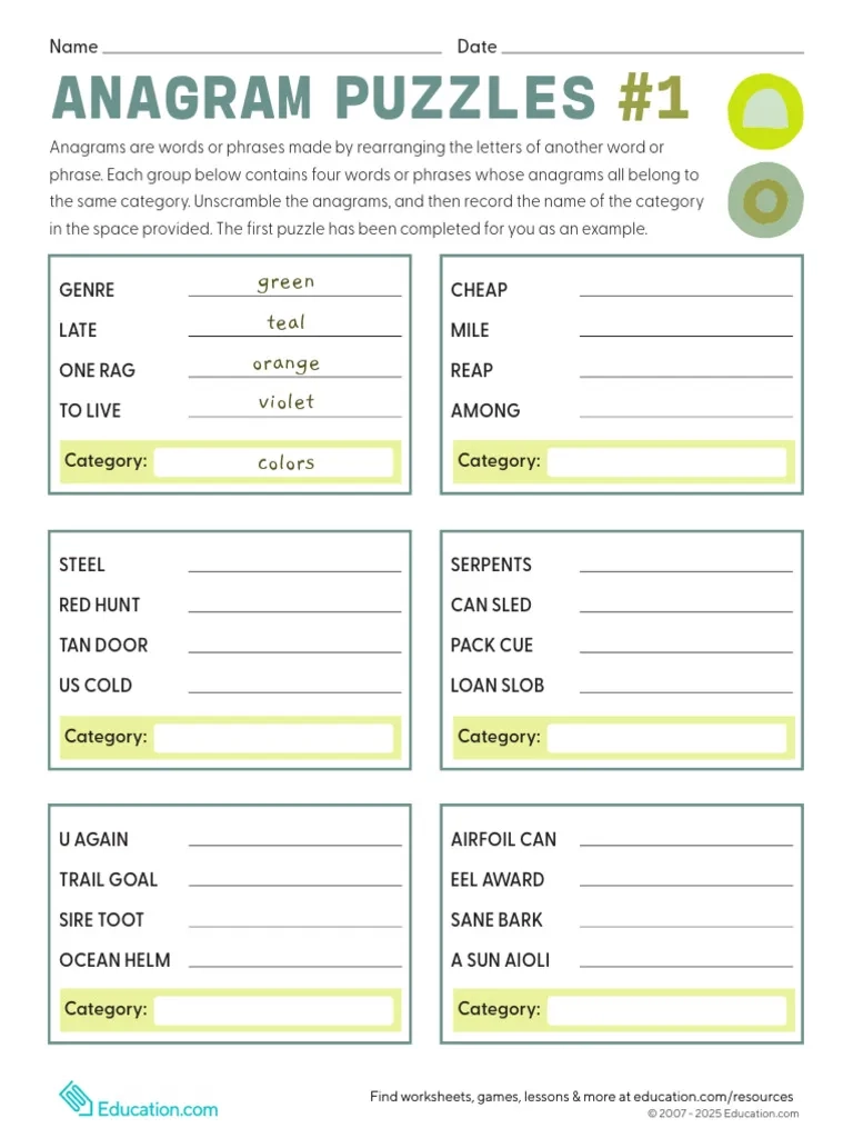 Anagram Puzzles 1 PDF