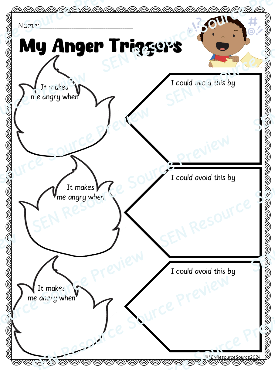 Free Printable Anger Triggers Worksheet