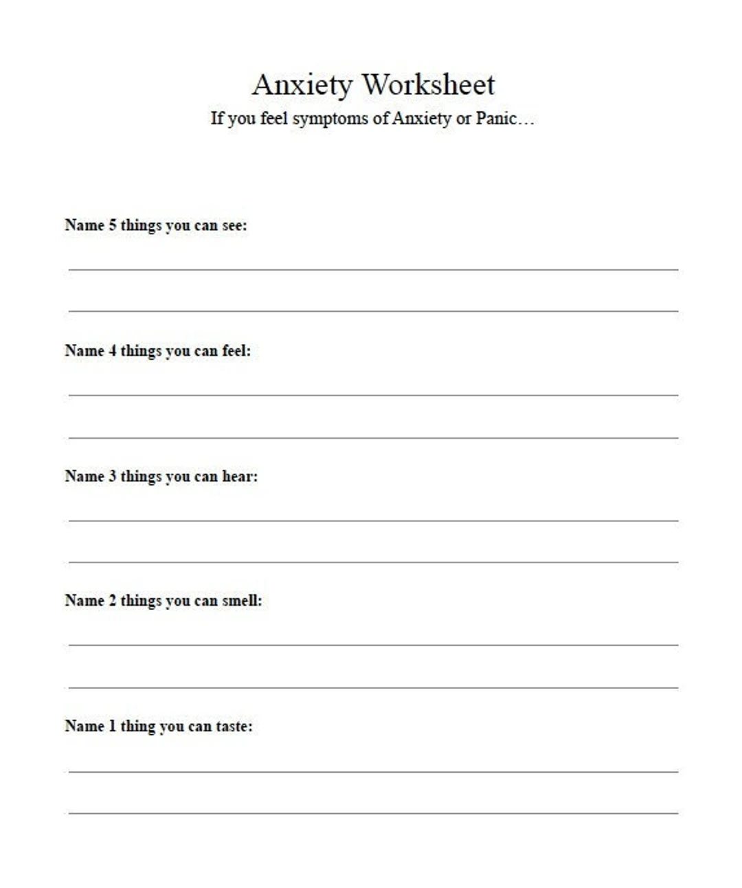 Anxiety Worksheets For Teenagers PDF Etsy