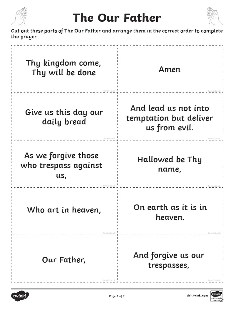 Arrange The Our Father Prayer PDF