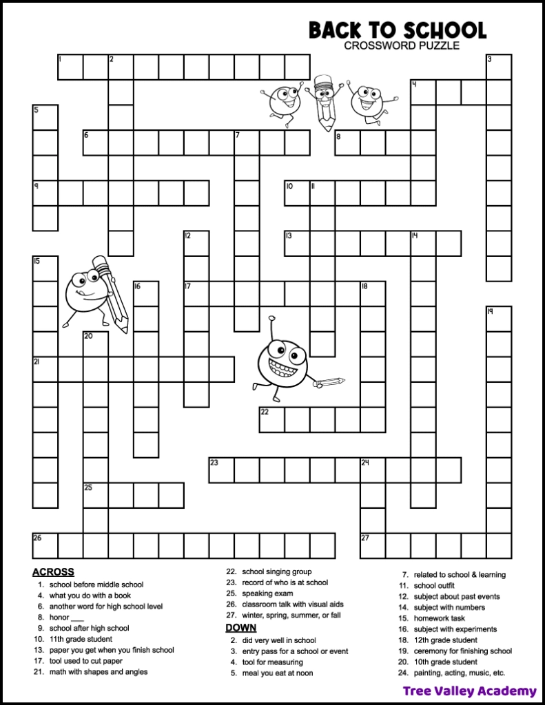 Crossword Puzzles For 7th Grade English