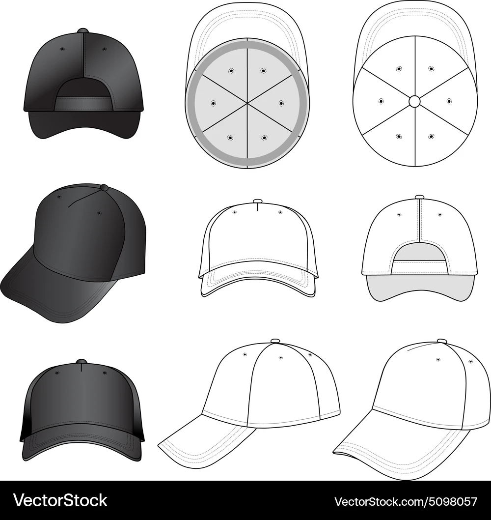 Baseball Cap Template Outline Royalty Free Vector VectorStock