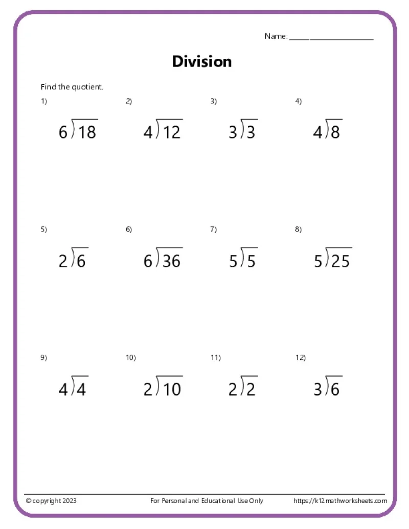 Division Worksheets Free Printable