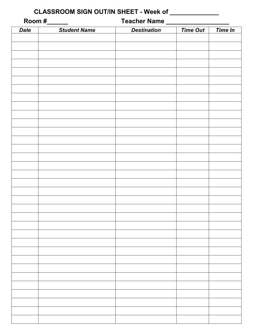 Bathroom Sign Out Sheet 10 Free PDF Printables Printablee