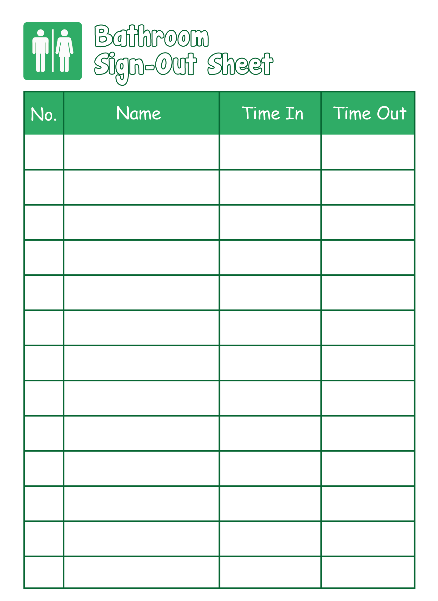 Bathroom Sign Out Sheet 10 Free PDF Printables Printablee