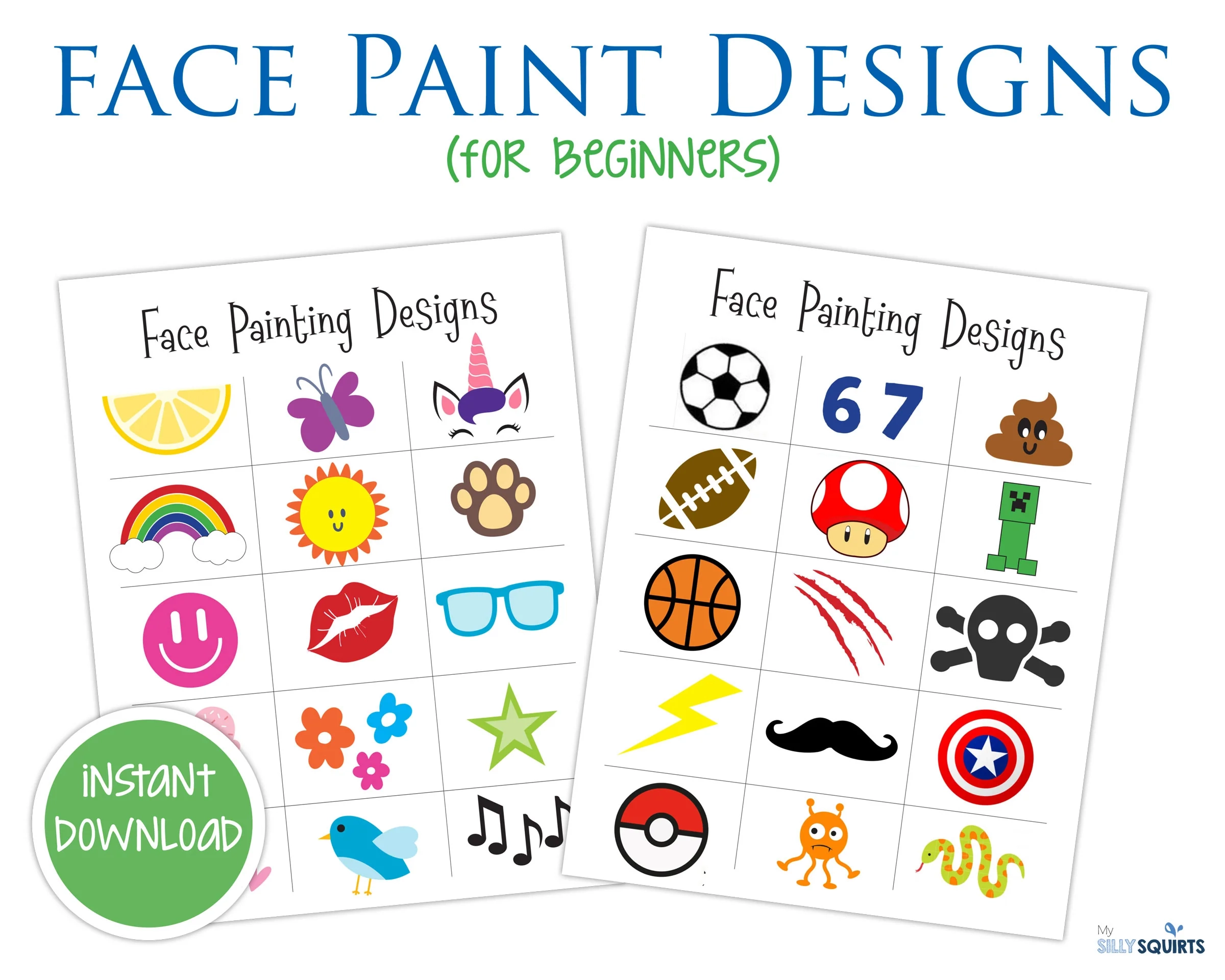 Beginner Face Painting Designs digital Download 