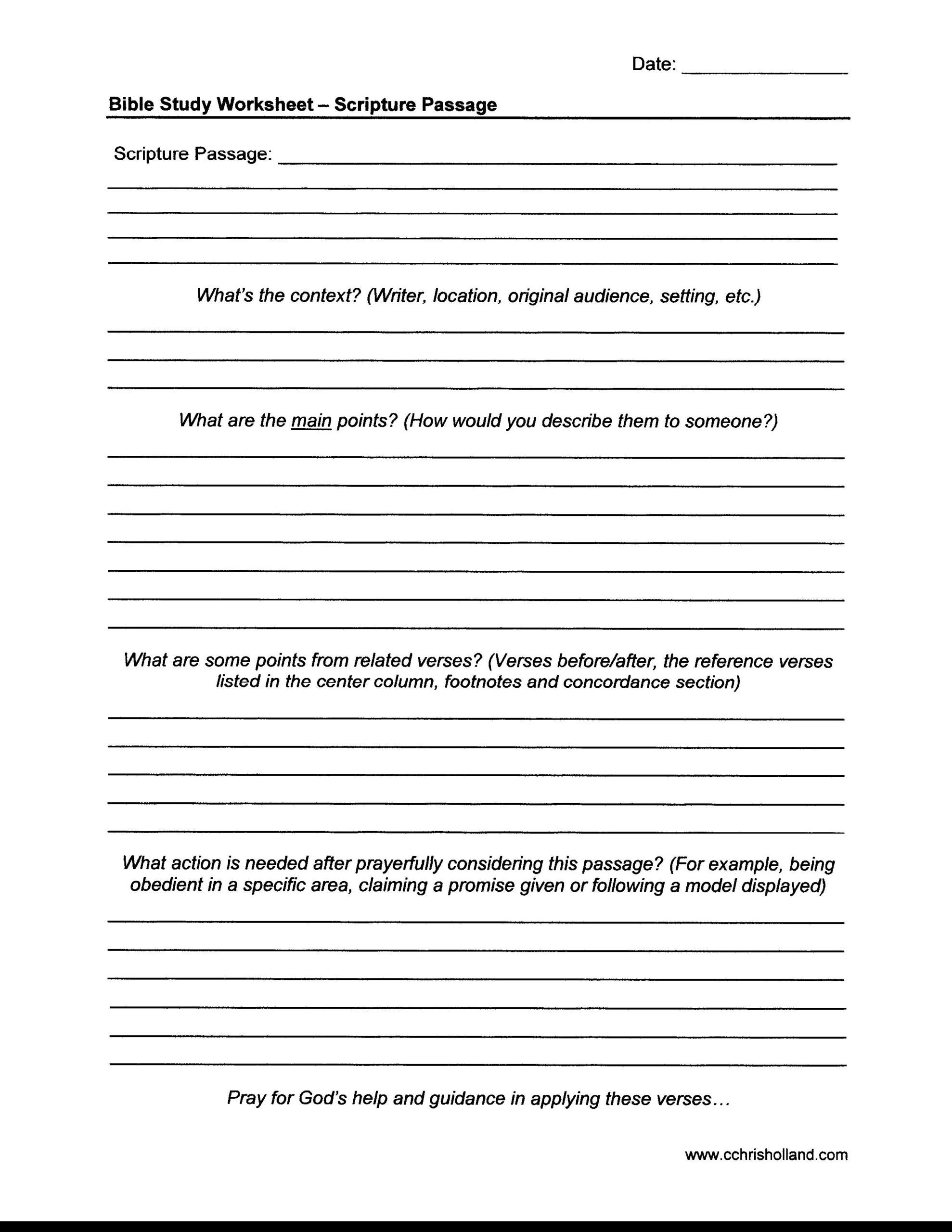 Bible Worksheets Printable Free