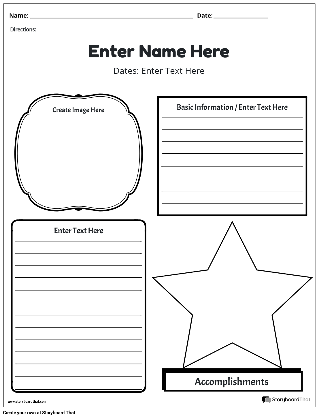 Biography Template With Different Shapes Storyboard
