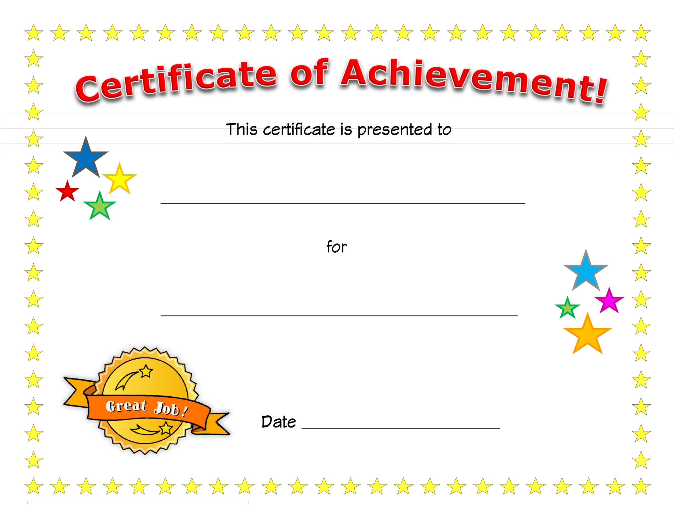 Blank Certificate Of Achievement Templates At Worksheets 