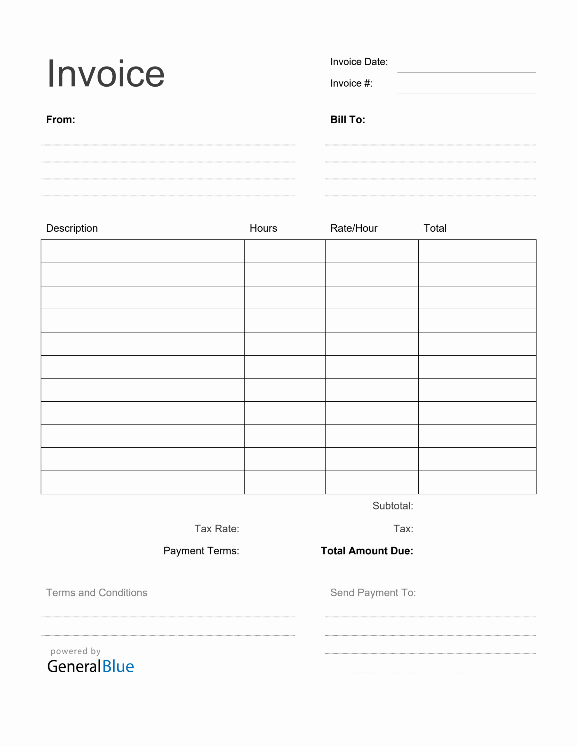 Printable Invoice Template Word