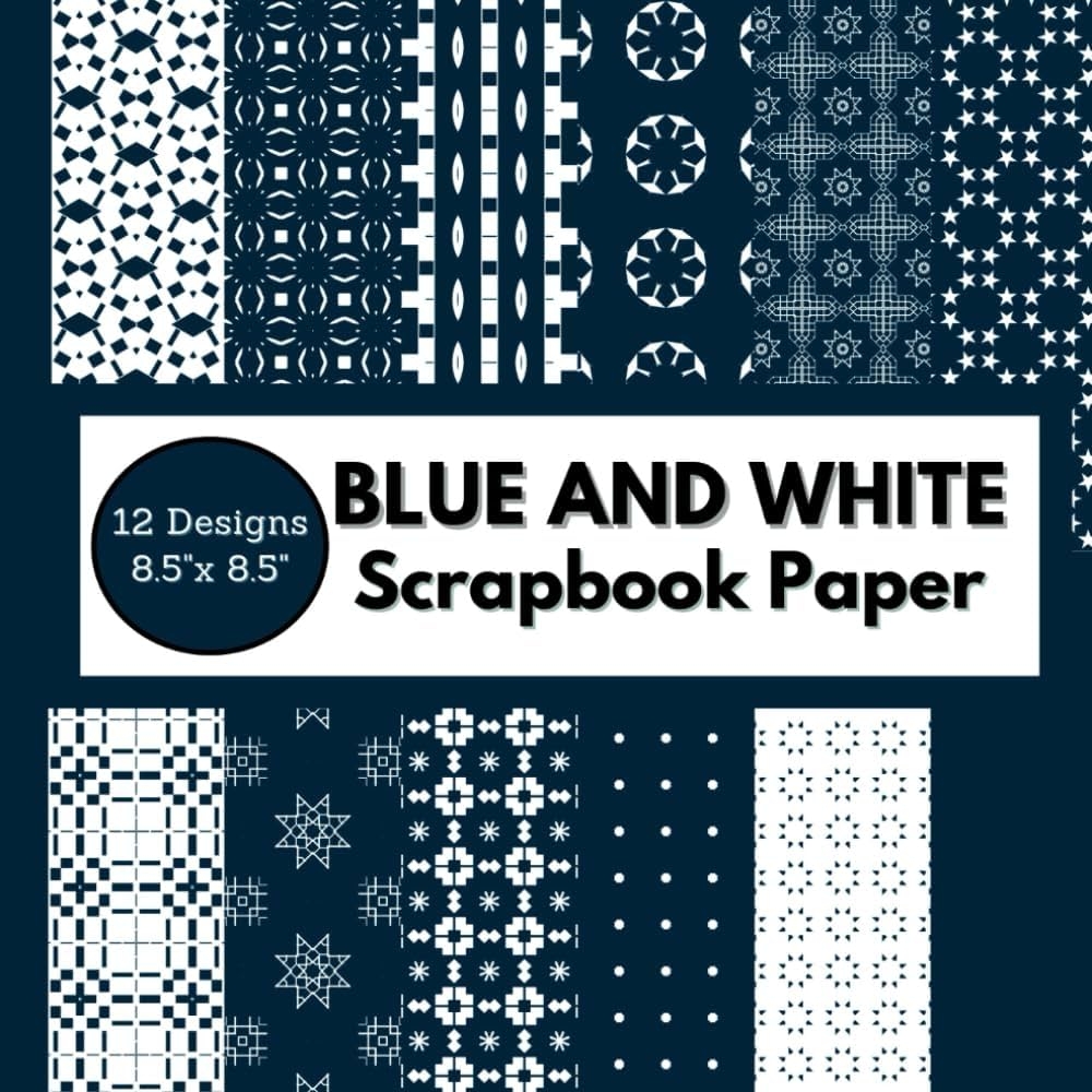 Blue And White Scrapbook Paper Double Sided Sheets 8 5 X 8 5 