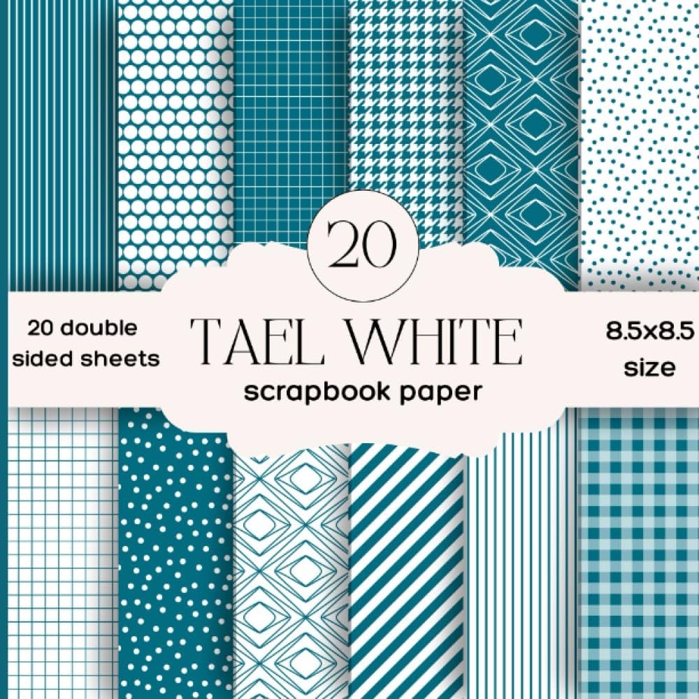 Blue Teal White Pattern Scrapbook Paper Pad 20 Double sided 