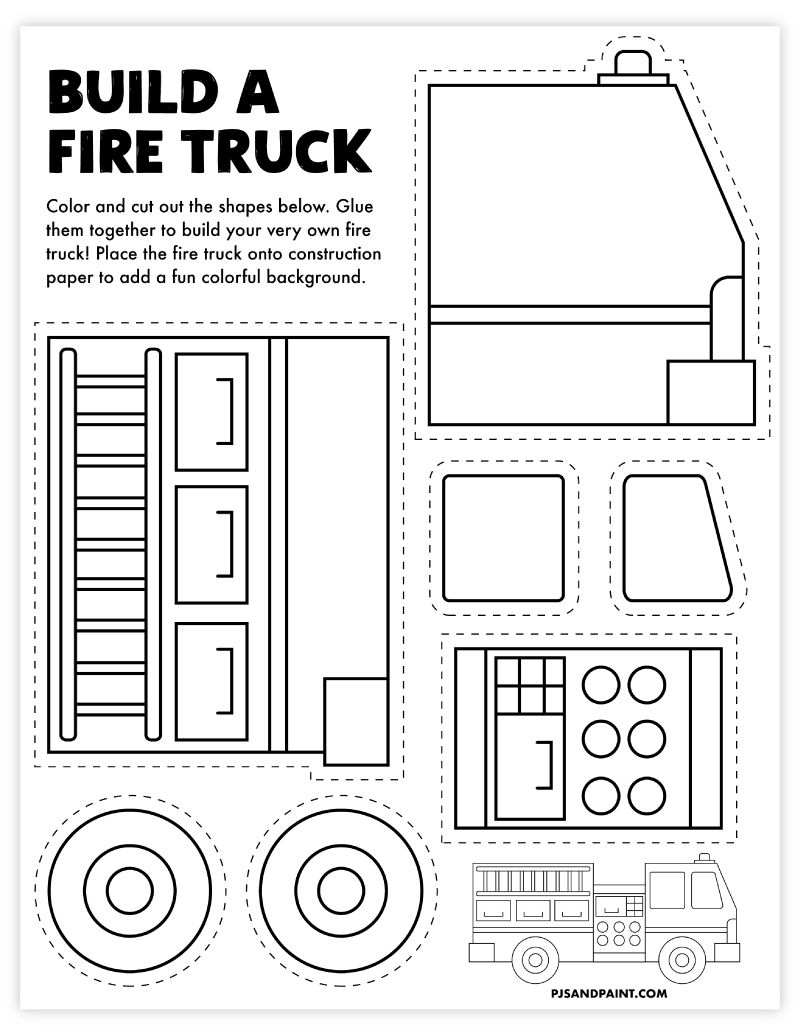 build a fire truck craft for kids