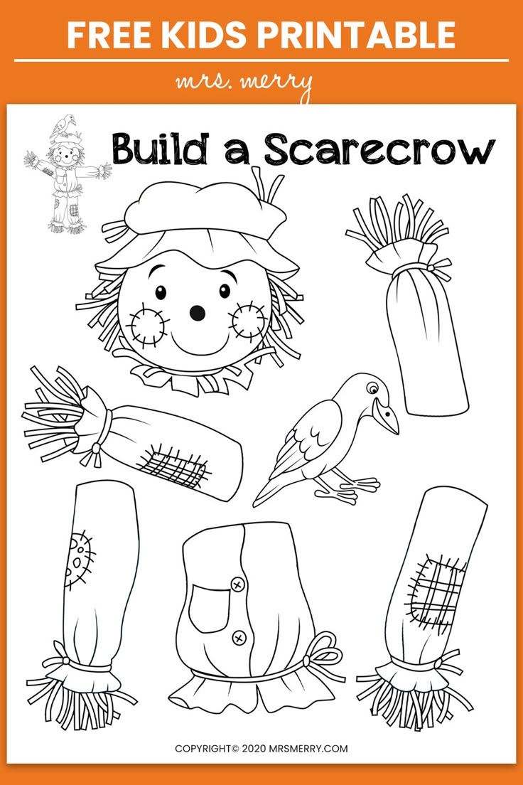 Build A Scarecrow Free Kids Printable Halloween Activity For 