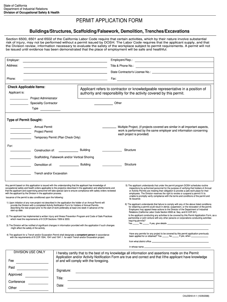 CA DIR CAlJOSHA 41 1 Form Fill Online Printable Fillable 