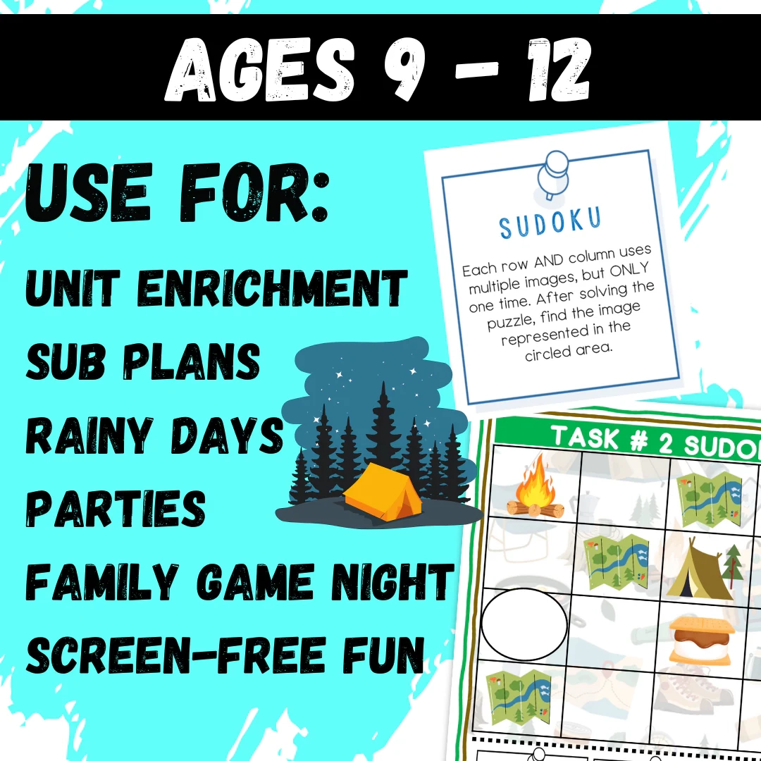 Camping Logic Puzzle Escape Room Printable Brain Teasers For 