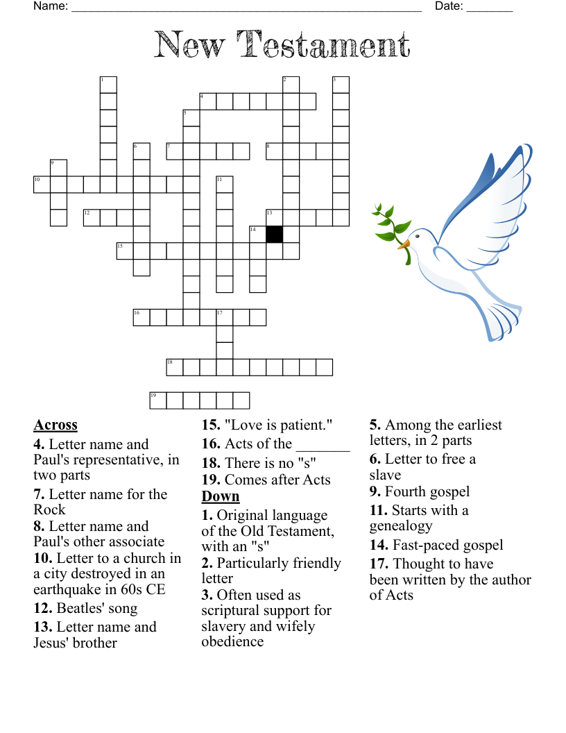 Catholic Crossword Puzzles Printable