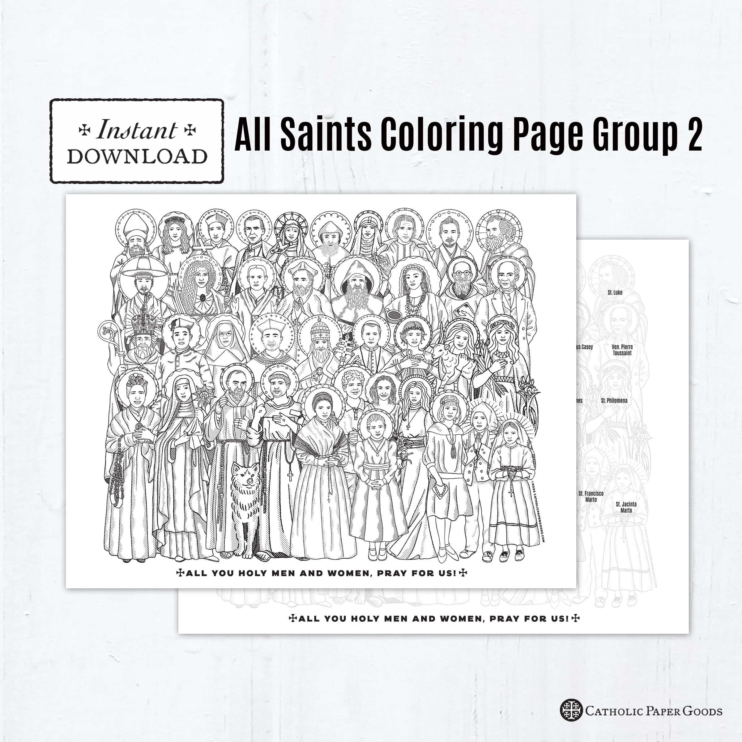 Catholic Saints Coloring Page Group 2 Printable All Saints Day PDF