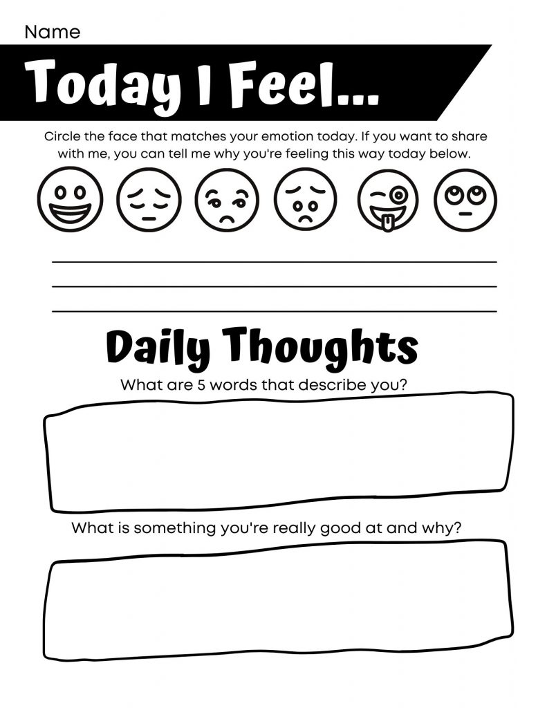 Daily Emotional Check In Worksheet