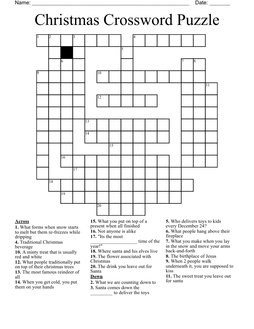 Printable Christmas Crossword Puzzles Free