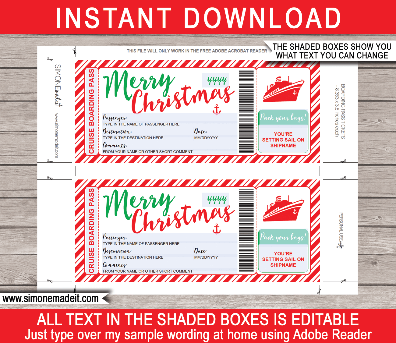 Christmas Cruise Boarding Pass Gift